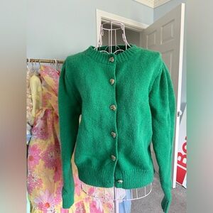 Cute green cardigan with heart buttons
